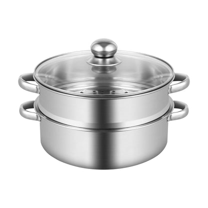 32CM Stainless Steel Steamer Pot 5-Tier Large Steaming Pot Cookware W/Lid & Handle for Vegetable, Dumpling, Stock, Sauce