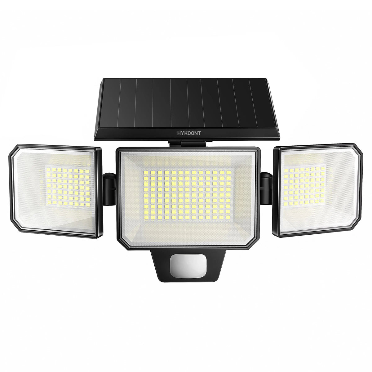 Solar Motion Sensor Light Outdoor, 3000LM 3-Head Solar Security Light with 270° Wide Angle Illumination, 200+LED Solar Wall Light for Porch Garage Yard Entrance, 3 Lighting Modes