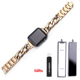 Denim chain Strap Stainless Steel Band for Apple Watch 8 6 SE 5 4 40mm 44mm Watchband Bracelet for Iwatch Series 7 6 5 4 3 38 42