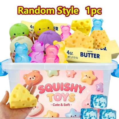 Multi Slow-Rising Squishy, Random Includes: Cheese Squeeze Toys, Steamed Buns And Dumplings,Long Butter Bread,Bear Squishy Toys