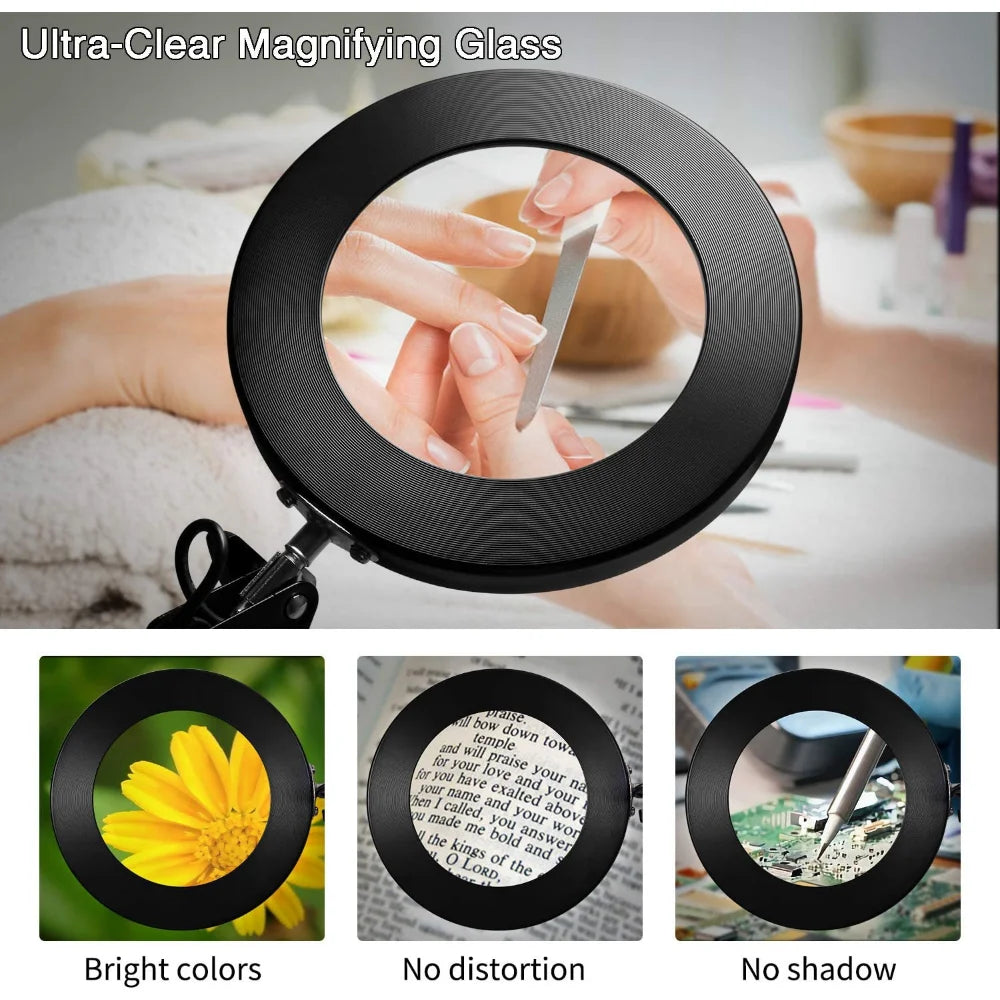 3 Colors LED Magnifying Glass  72LED 8X/10X NEW Illuminated Magnifier USB for Soldering Iron Repair/Table Lamp/Skincare Beauty