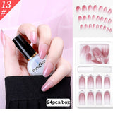 New Hot Reusable Stick-On-Nails 24PCS Reusable Full Cover False Nail Artificial Tips Press On Nails Art Stick on Nails Tips