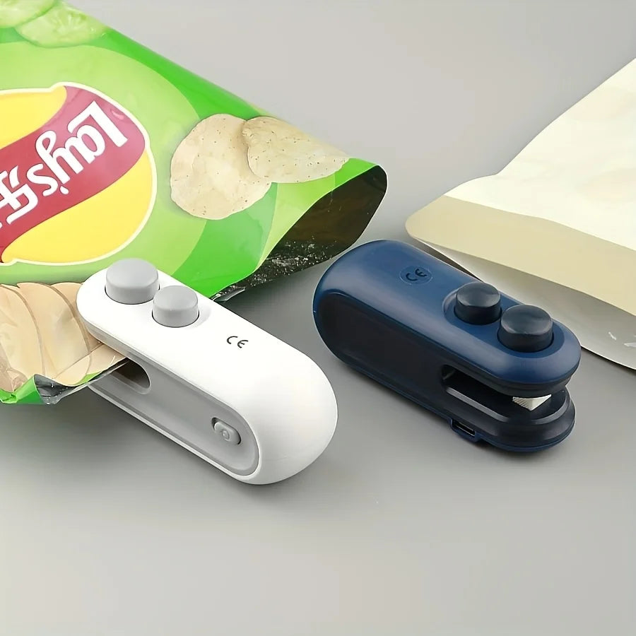 Silent & Portable Snack Bag Sealer (2-Pack with USB Cable). The Essential Chip Clip for Home and Camping. Reusable and Efficient