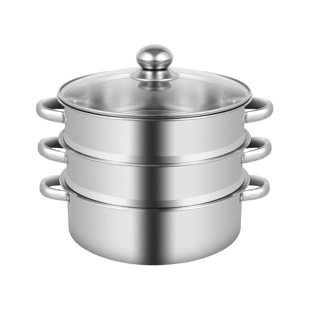 32CM Stainless Steel Steamer Pot 5-Tier Large Steaming Pot Cookware W/Lid & Handle for Vegetable, Dumpling, Stock, Sauce