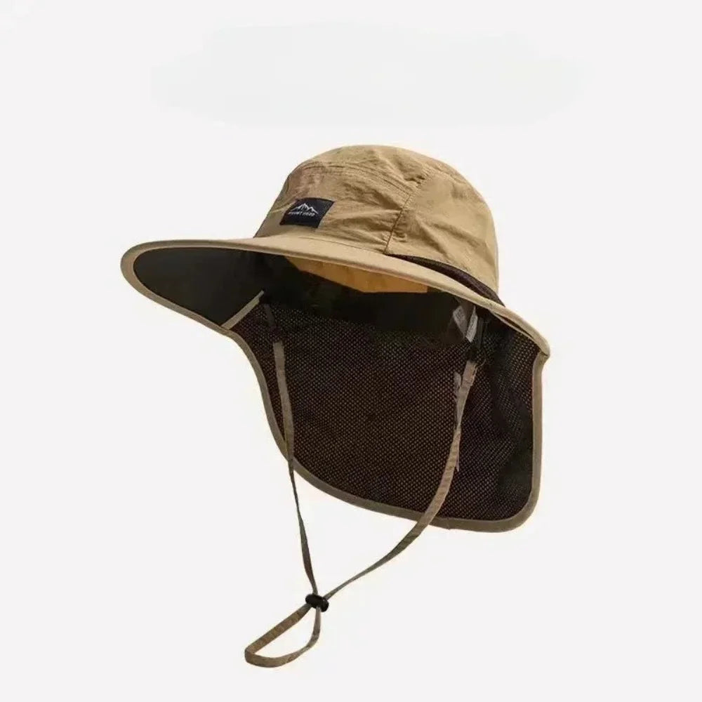 Summer wide brim waterproof quick-drying Panama hat, outdoor sun hat, bucket hat, mesh breathable sun hat, men's sports hiking hat, suitable for outdoor fishing, hiking and camping unisex