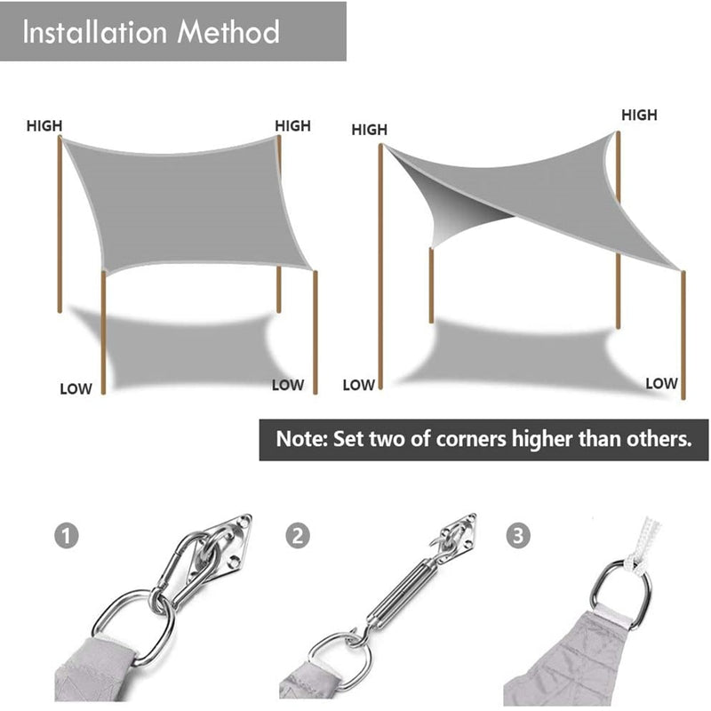 5x5x5M 2x2x2M Beige Shade Sail 98%UV Block Canopy Tent For Outdoor Facility&Activities Patio Garden Backyard Awning Sun Shelter