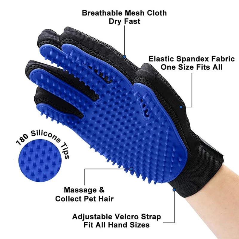 Silicone Pet Grooming Gloves Cats Hair Brush and Comb Gloves to Bathe Dogs Cleaning Hair Removal for Dog Animal Use Supplies