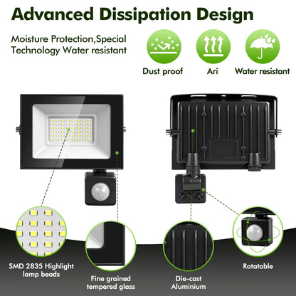 50W-500W LED Motion Sensor Flood Light,Dusk to Dawn,IP66 Waterproof, 6500K Daylight White, Super Bright Security Light for Garage, Front Porch, Barn