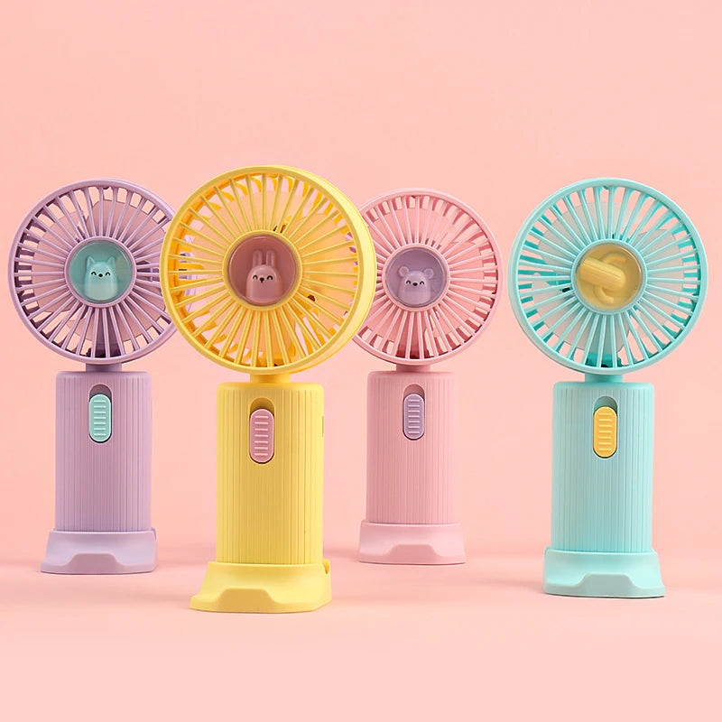 Handheld Fan Portable USB Rechargeable Fans Desk with Base Small Makeup Eyelash Cooler Dryer Women Outdoor Office Beauty Tools