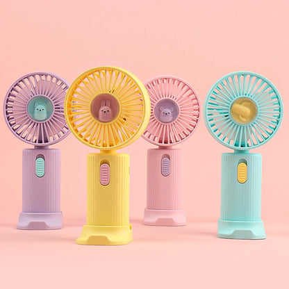 Handheld Fan Portable USB Rechargeable Fans Desk with Base Small Makeup Eyelash Cooler Dryer Women Outdoor Office Beauty Tools