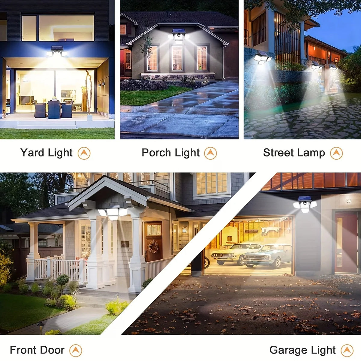 1/2PCS 4-Head Solar Outdoor Lights with Motion Sensor, 242LEDs Solar Security Street Lamp 3 Lighting Modes, IP65 Waterproof 270° Wide Angle Flood Wall Lights, for Yard Garden Driveway