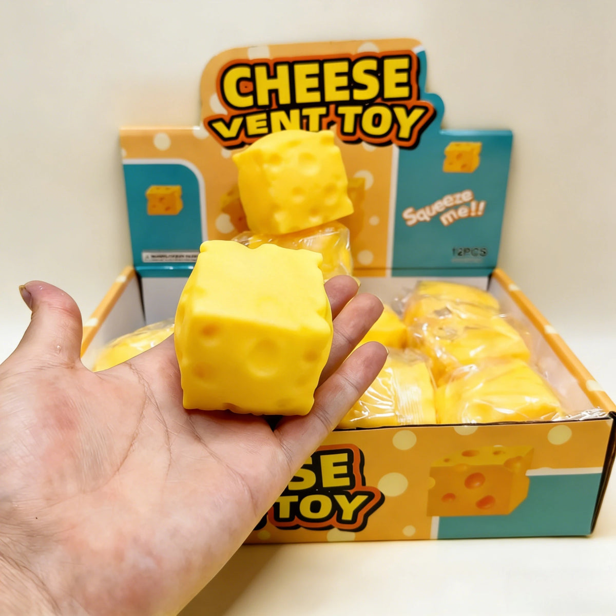 Cube Cheese Squeeze Toy Simulation Cheese Fidget Toy Slow Rebound Shapeable Venting Ball for Adult Stress-relief Squishy Toys