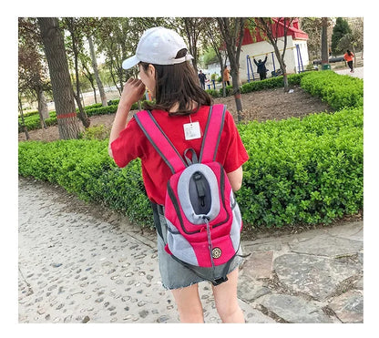 New Dog Pet Backpack Carrier Travel Bag Front Pack Breathable Adjustable with Safety Reflective Strips for Hiking Outdoor Cats