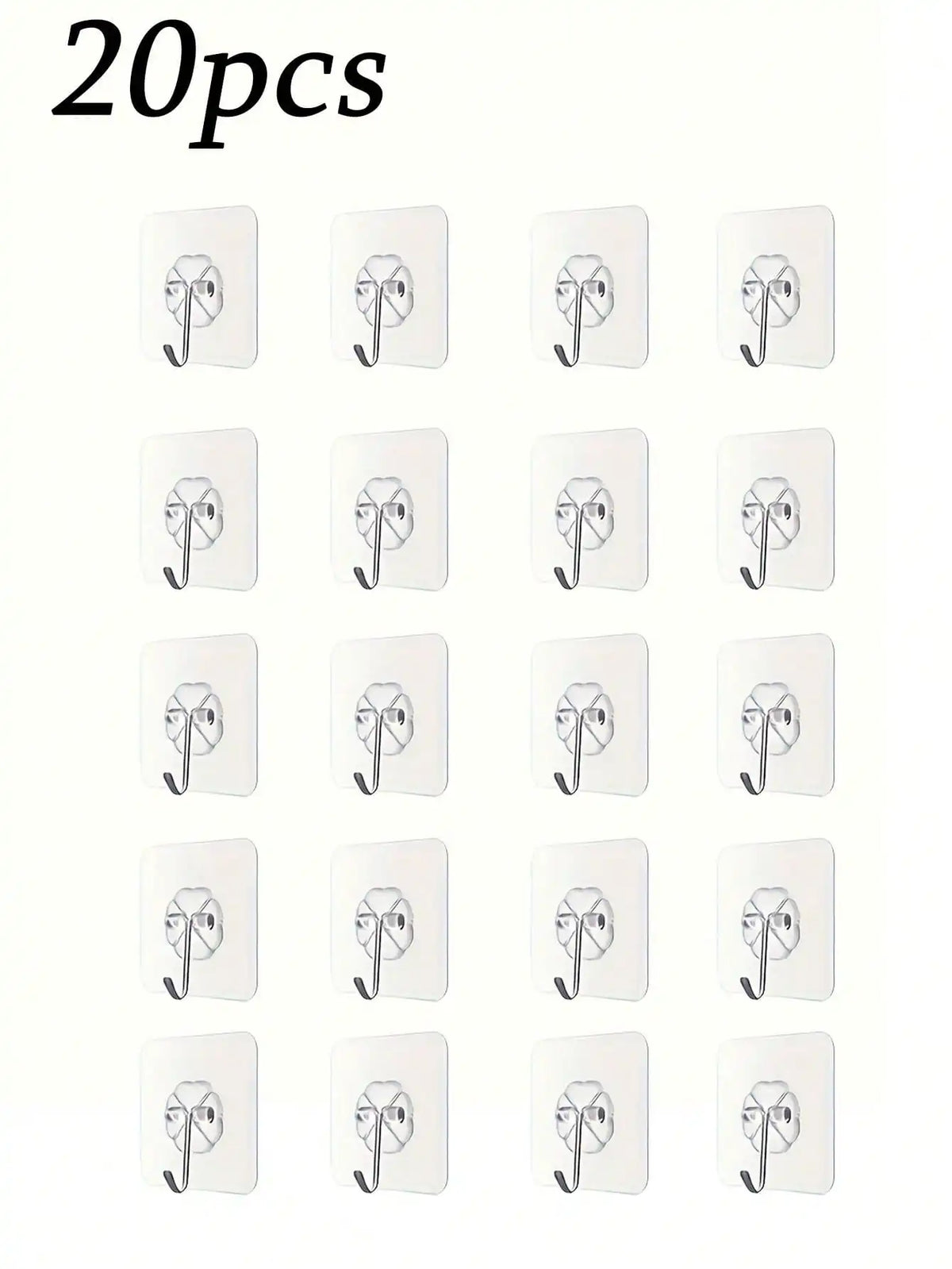 12/20/30/50/100pcs Strong Transparent Adhesive Wall Hooks - Casual Style, Easy To Install, No Drilling Required, Plastic Heart-Shaped Practical Hooks, Suitable For Kitchen And Bathroom, Bathroom Storage, Bathroom Decor, Autum