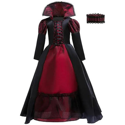 Vampire Queen Costume Halloween Dress Up Girls Royal Vampire Costume For Women Medieval Queen Halloween Dress Up With Necklace