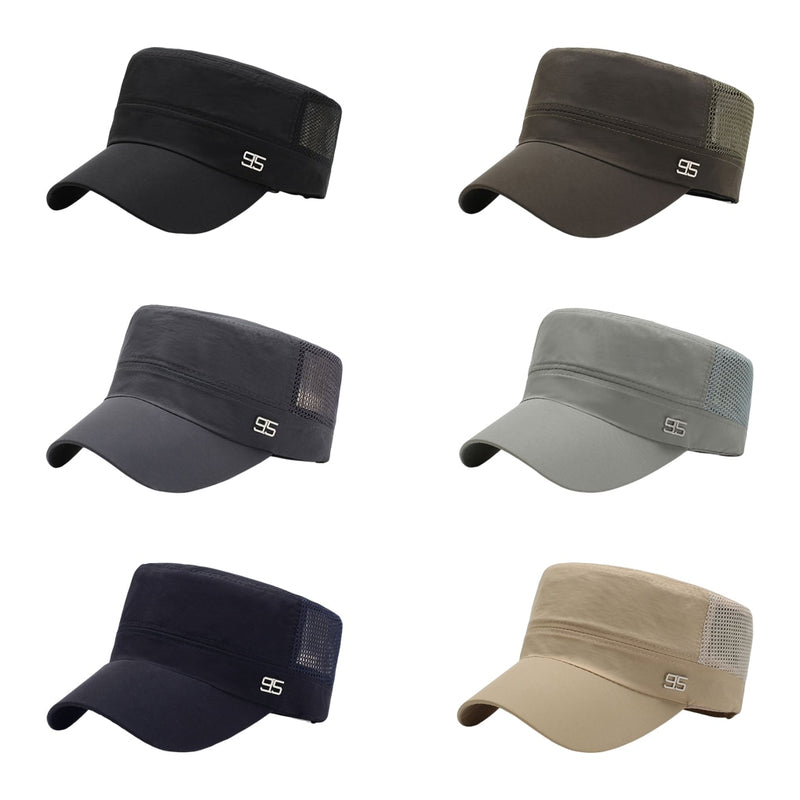 Adjustable Outdoor Baseball Cap Breathable Flat Mesh Hat Sun Hats for Men