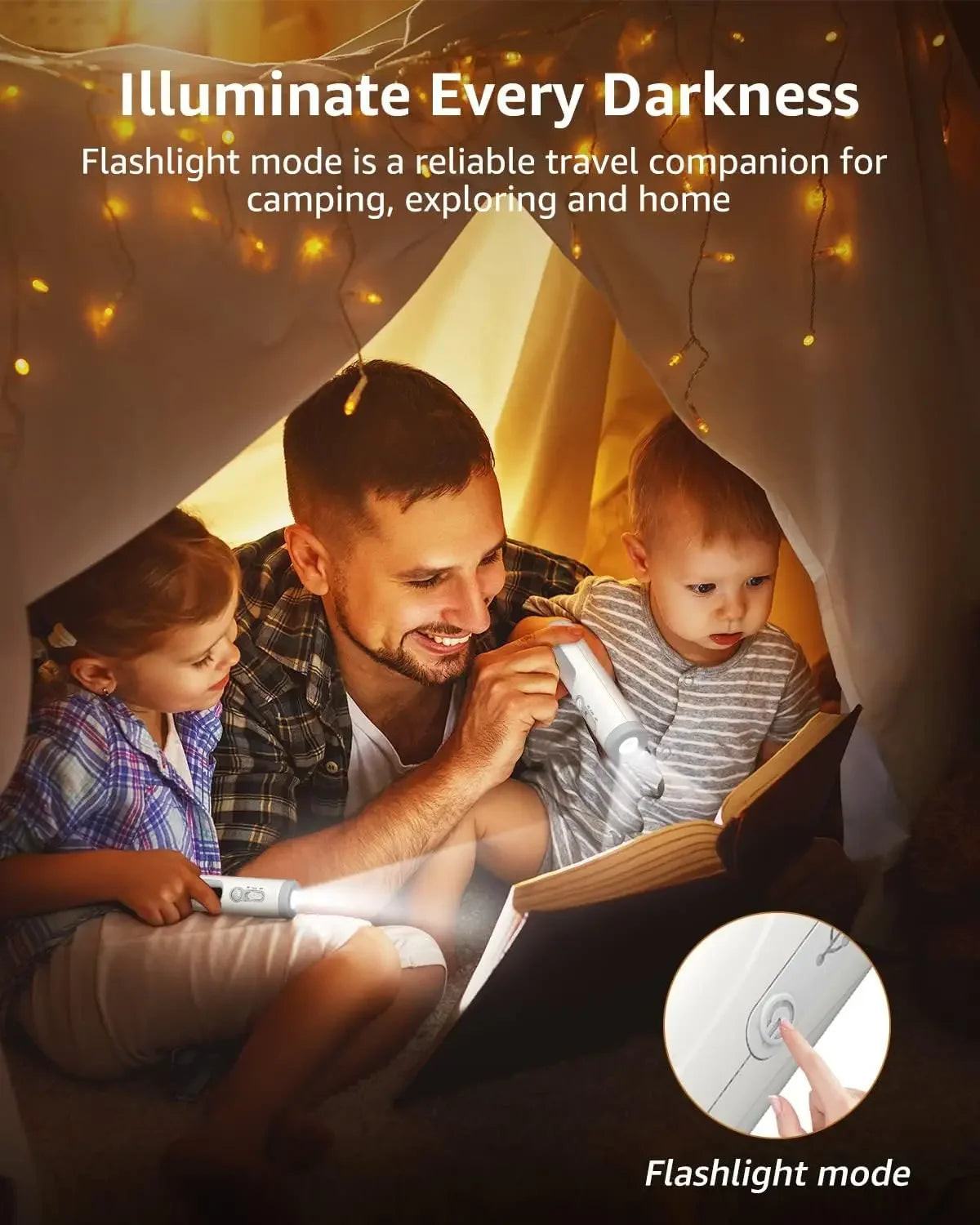LED Motion Sensor Night Light Flashlight 2 in 1 Portable with Dusk to Dawn Sensor for Bedroom, Bathroom, Reading, Camping