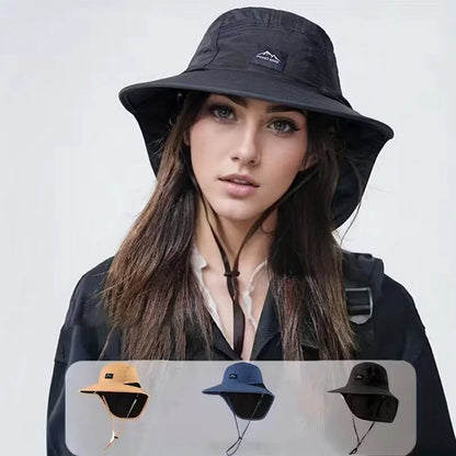 Summer wide brim waterproof quick-drying Panama hat, outdoor sun hat, bucket hat, mesh breathable sun hat, men's sports hiking hat, suitable for outdoor fishing, hiking and camping unisex