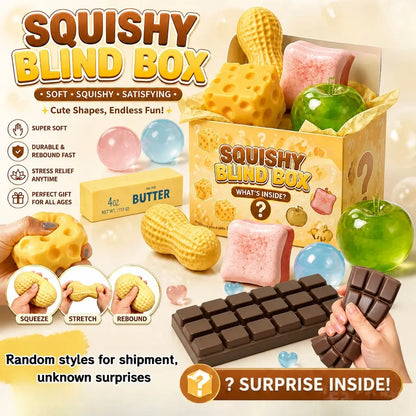 Mystery Blind Bag Cute Food Squishy Toys, Soft Rubber Slow Rebound Stress Relief Fidget, Sensory Anxiety Relief Gift for Kids Adults, Office Desk Decor Christmas Party Favors