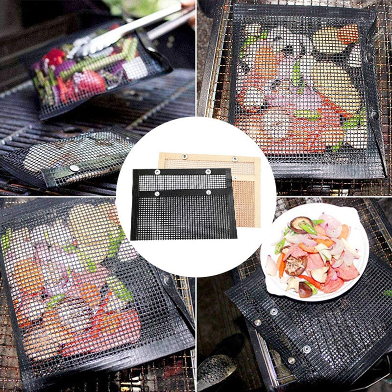 1pc Reusable Non-stick BBQ Grill Mesh Bag Barbecue Baking Isolation Pad Outdoor Picnic Camping BBQ Kitchen Tools