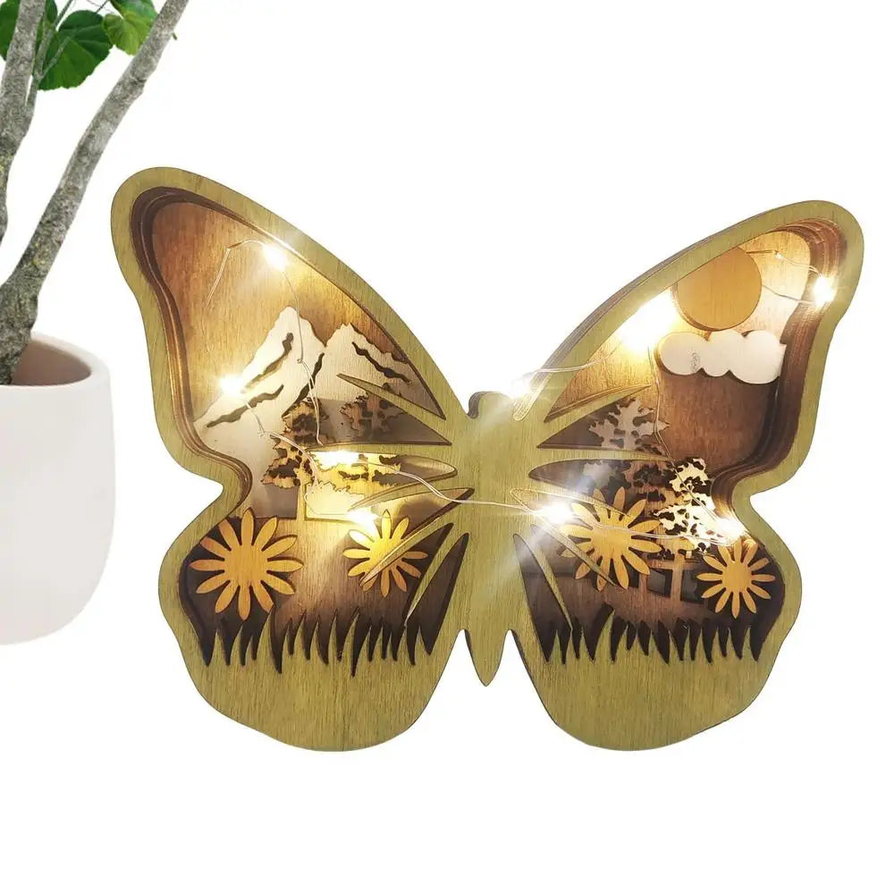 Easter Wooden Animal Ornaments LED Light 3D Hollow Carving Rabbit Home Room Decor Figurines Crafts Desktop Bedroom Decoration