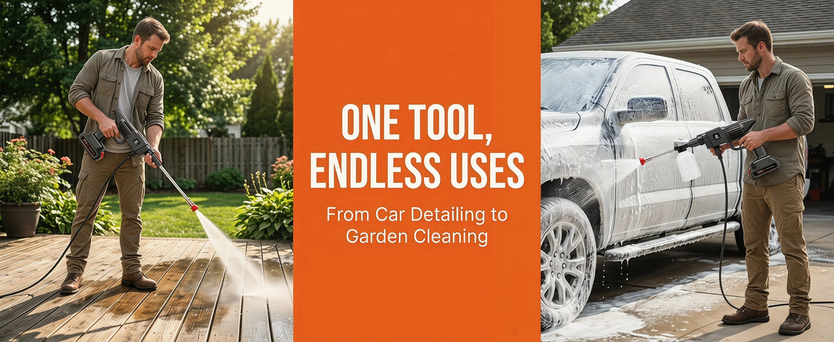 Cordless Pressure Washer, 30Bar Pressure Water Spray Gun, 21V Lithium Battery Lasts for 60 Min with Fully Charged, Portable High Pressure Car Washer for Car/Fence/Wall/Deck Cleaning