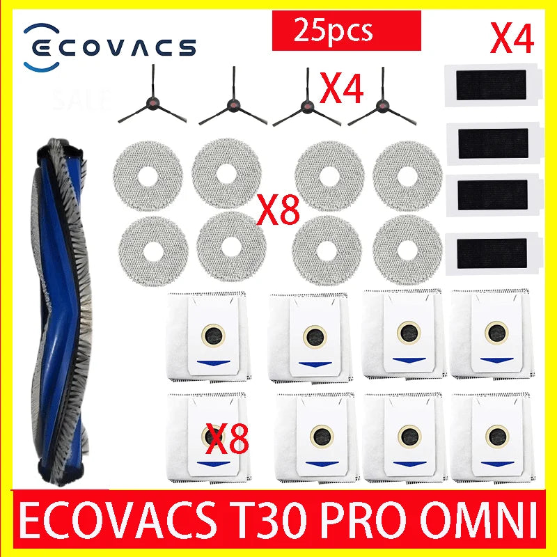 ECOVACS T30 PRO OMNI / T30S PRO / YEEDI M12 Pro+ Robot Vaccum Replacement Parts Dust Bag Main Side Brush Filter Mop Accessories