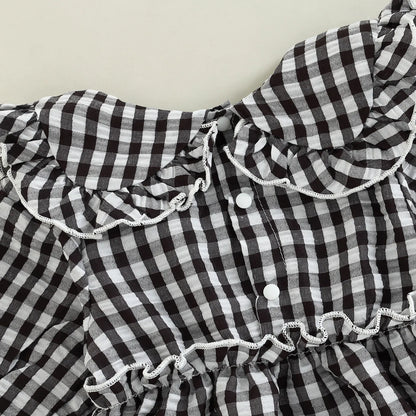 Citgeett Autumn Infant Baby Girl Fall Outfit Plaid Collar Long Sleeve Ruffle Bodysuit + Hairband Clothes Set 0-18Months