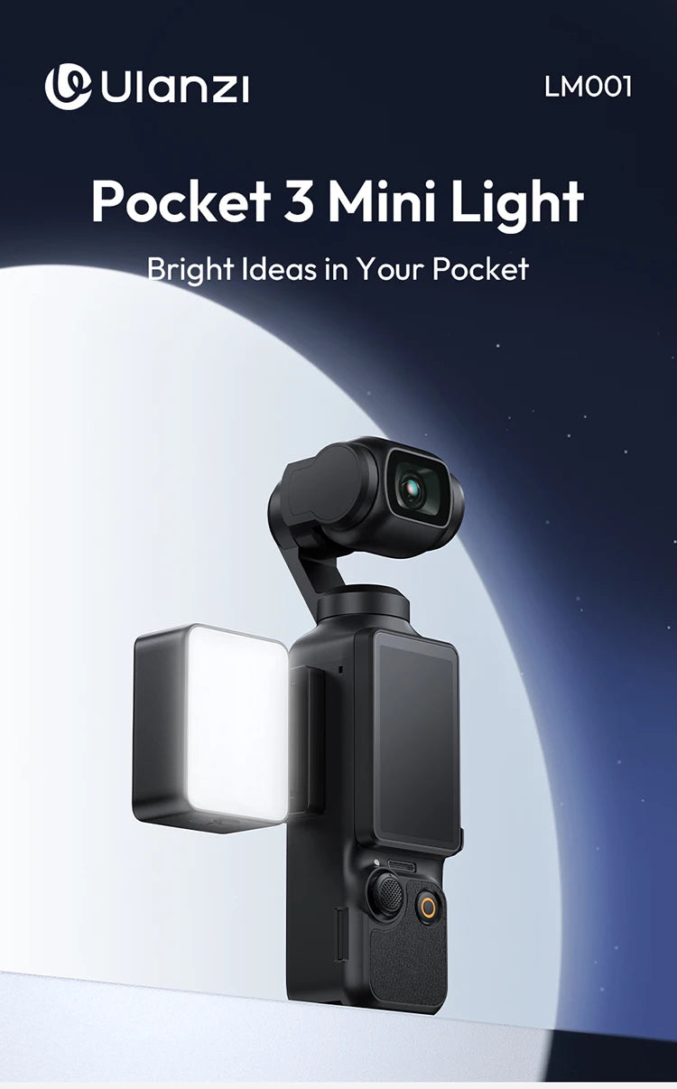 Ulanzi LM001 for DJI Osmo Pocket 3 4 Video Light Magnetic Mini Led Light Waterproof Vlogging Tiktok Live 500mah Rechargeable