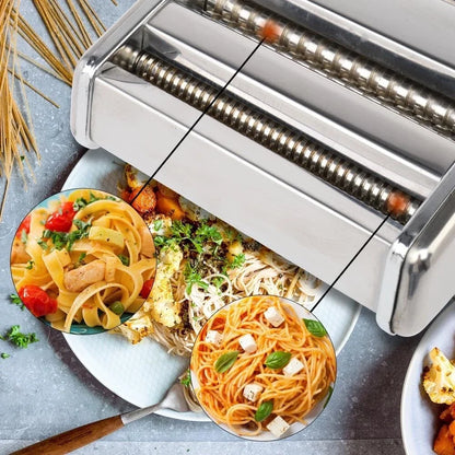 Stainless Steel Pasta Maker Machine Adjustable Noodle Dumpling Press Hand Made Manual Machine Two Cutter Kitchenware Tools
