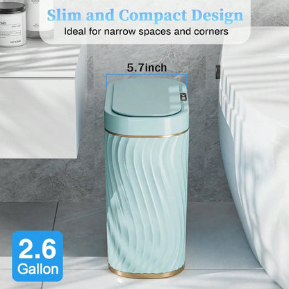 Smart Motion Sensor Trash Can, 2.6 Gallon Small Touchless Pop-Up Bin, Space Saving Waste Basket for Bathroom, Kitchen, Dorm & Bedroom, White