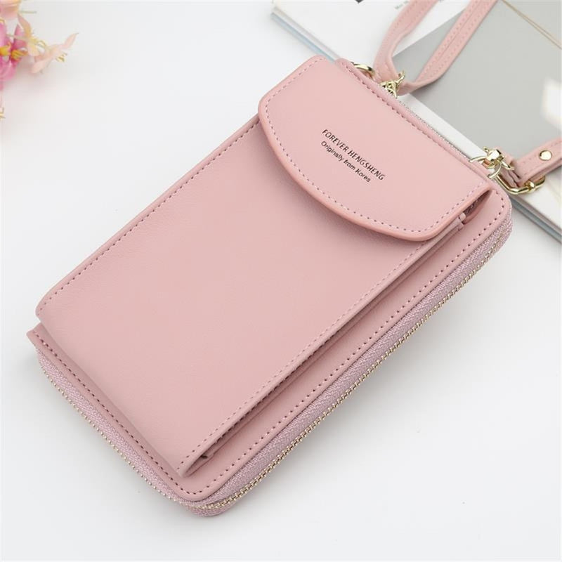 Women Shoulder Strap Purses Solid Color Leather Summer Bag Short Travel Mobile Phone Bag Card Holders Storage Wallet Flap Pocket