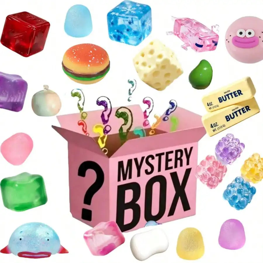 1pc Mystery Blind Box Squishy Toy, Soft Rubber Stress Relief Fidget, Random Cute Collectible Gift for Kids Adults, Office Desk Decor Anxiety Relief