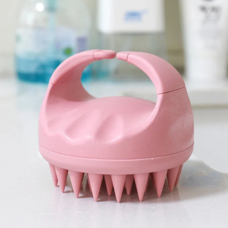Scalp Brush Massager Sculp Scrubber Brush Wheat Straw Biodegradable Silicone Shampoo Brush Hair Scalp Massager For Hair Growth