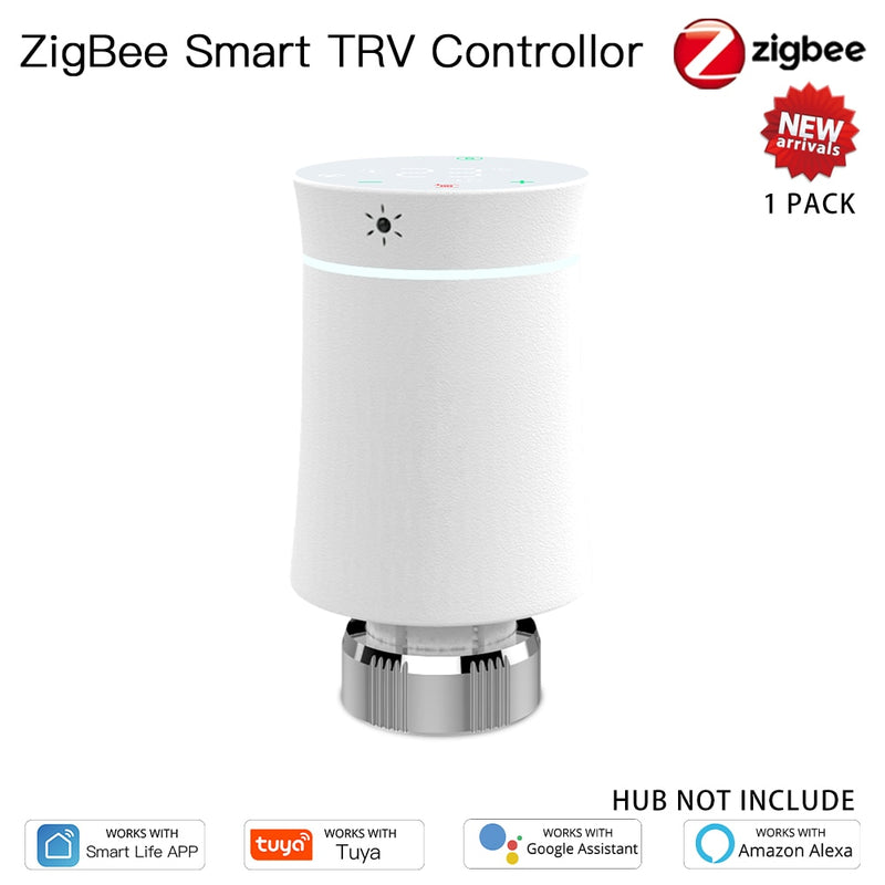 MOES ZigBee 3.0 TRV Thermostat Tuya Radiator Actuator Valve Smart Programmable Temperature Controller Alexa Google Voice Control