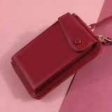 Women Shoulder Strap Purses Solid Color Leather Summer Bag Short Travel Mobile Phone Bag Card Holders Storage Wallet Flap Pocket