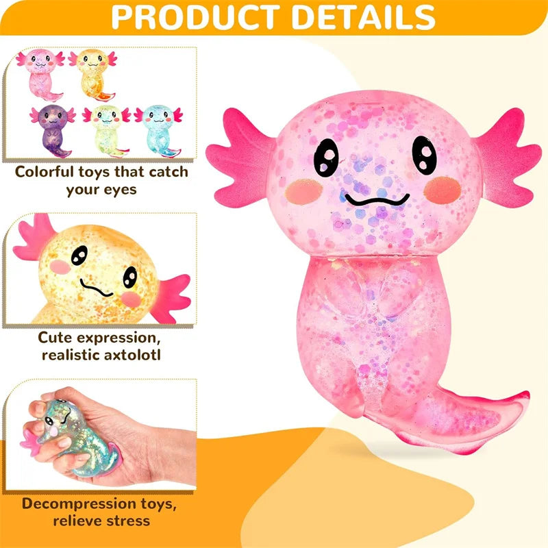 1/3/6/9PCS Axolotl Sensory Stress Relief Squishy Valentine's Day Gift Axolotl Party Supplies Gift Stress Relief Squeezing Gift