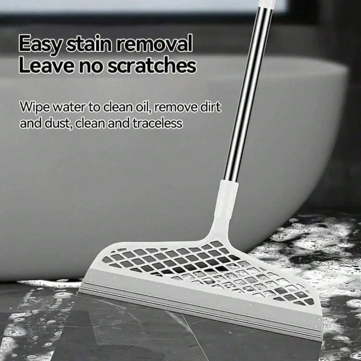 Silicone Broom, Silicone Floor And Carpet Cleaner, Plastic Handle For Stains And Spills, Home Cleaning Tool & Pet Hair Remover,Broom Sweeper.