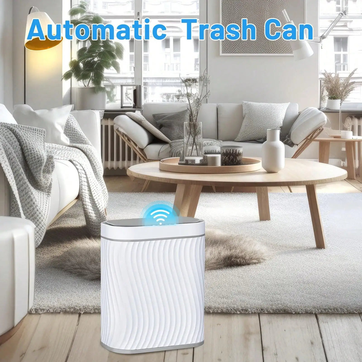 Smart Motion Sensor Trash Can, 2.6 Gallon Small Touchless Pop-Up Bin, Space Saving Waste Basket for Bathroom, Kitchen, Dorm & Bedroom, White