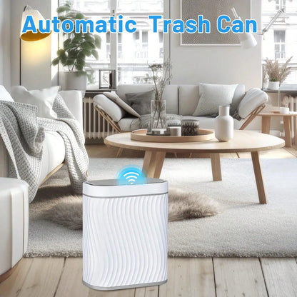 Smart Motion Sensor Trash Can, 2.6 Gallon Small Touchless Pop-Up Bin, Space Saving Waste Basket for Bathroom, Kitchen, Dorm & Bedroom, White