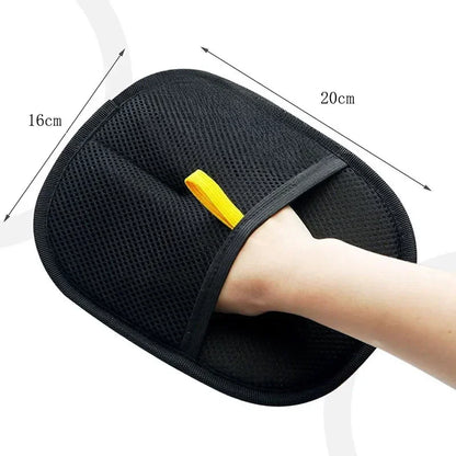 Portable Pet Hair Removal Gloves, 2-in-1 Mitts with Static Lint Brush, Washable & Reusable Dusting Glove for Dogs Cats Shedding Hair