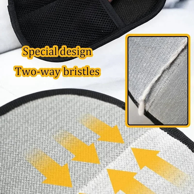 Portable Pet Hair Removal Gloves, 2-in-1 Mitts with Static Lint Brush, Washable & Reusable Dusting Glove for Dogs Cats Shedding Hair