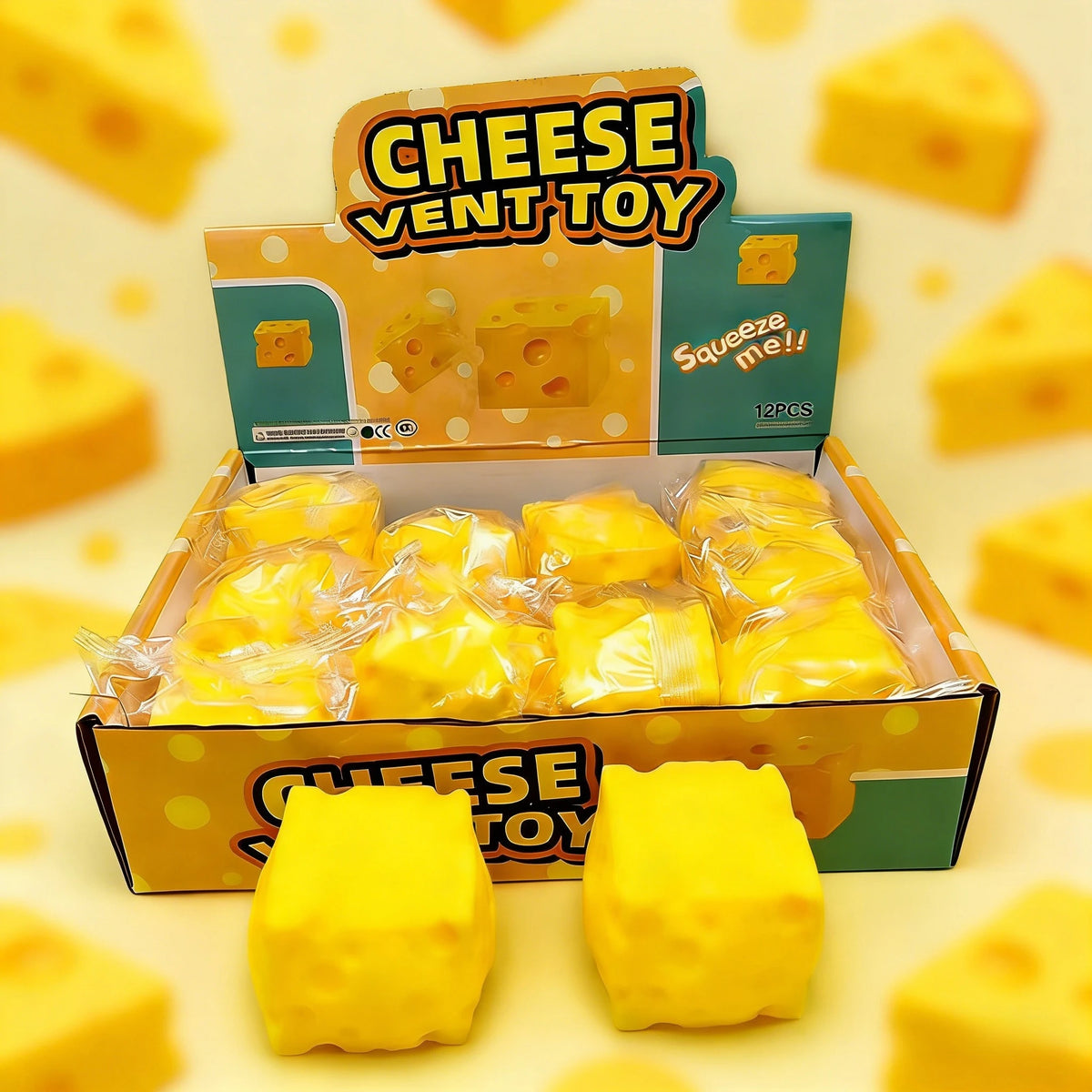Cube Cheese Squeeze Toy Simulation Cheese Fidget Toy Slow Rebound Shapeable Venting Ball for Adult Stress-relief Squishy Toys