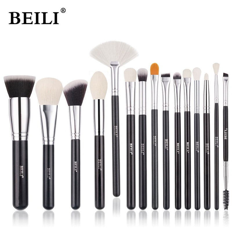 BEILI Goat Makeup Brush Set Eyeshadow Makeup Brushes Professional Foundation Blending Eyebrow Fan Blush