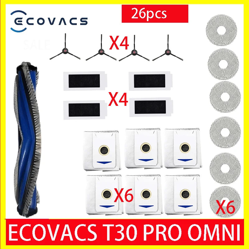 ECOVACS T30 PRO OMNI / T30S PRO / YEEDI M12 Pro+ Robot Vaccum Replacement Parts Dust Bag Main Side Brush Filter Mop Accessories