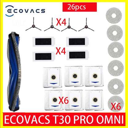 ECOVACS T30 PRO OMNI / T30S PRO / YEEDI M12 Pro+ Robot Vaccum Replacement Parts Dust Bag Main Side Brush Filter Mop Accessories