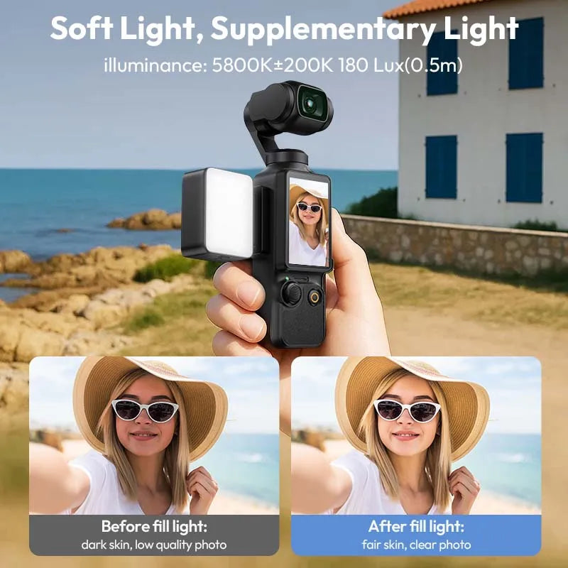 Ulanzi LM001 for DJI Osmo Pocket 3 4 Video Light Magnetic Mini Led Light Waterproof Vlogging Tiktok Live 500mah Rechargeable