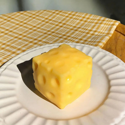 Cube Cheese Squeeze Toy Simulation Cheese Fidget Toy Slow Rebound Shapeable Venting Ball for Adult Stress-relief Squishy Toys