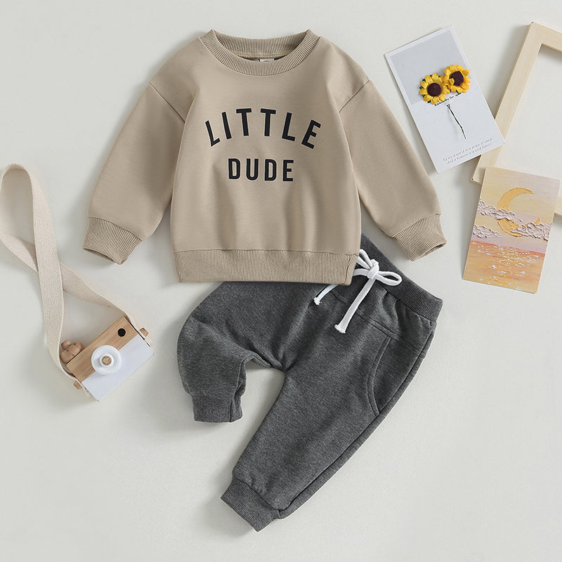 Citgeett Autumn Toddler Boys Fall Outfits Letter Print Long Sleeve Sweatshirts and Pants Spring Clothes Set