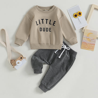Citgeett Autumn Toddler Boys Fall Outfits Letter Print Long Sleeve Sweatshirts and Pants Spring Clothes Set